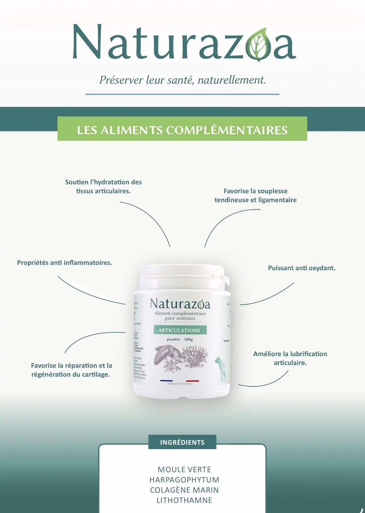Complément articulaire 100% naturel fabriqué en France — chien et chat — Naturazoa